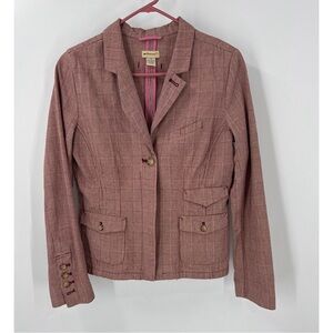 Anthropologie elevenses vintage, pink plaid cotton, short jacket blazer 10